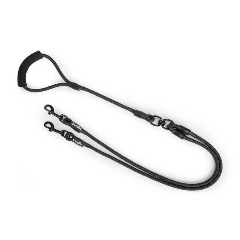 Laisse double - diamètre 8mm - longueur 120 cm - couleur Noir Laisse double - diamètre 8mm - longueur 120 cm - couleur Noir