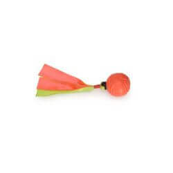 Jouet pour chiens - Balle en TPE de 65mm (2 couleurs) avec ruban en polyester et squeaker - 23cm