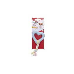 Jouet pour chiots - Coeur en TPE (2 couleurs) avec tresse en coton