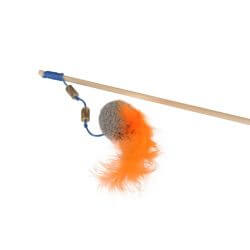 Jouet pour chats - Canne à pêche avec balle à plumes