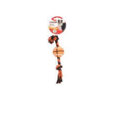 Jouet pour chiens, Balle de tennis 48mm (basket/baseball/football) avec corde (polyester/coton) 23cm