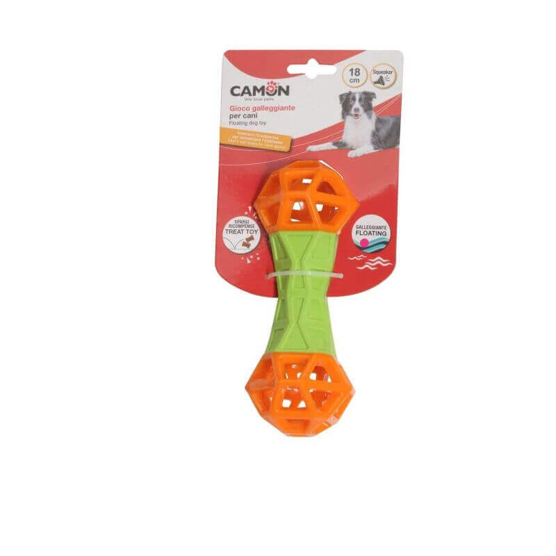 Haltère géométrique flottant en TPR avec Squeaker, 18cm Haltère géométrique flottant en TPR avec Squeaker, 18cm