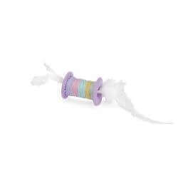 Jouet pour chats - Bobine colorée avec plumes pièces