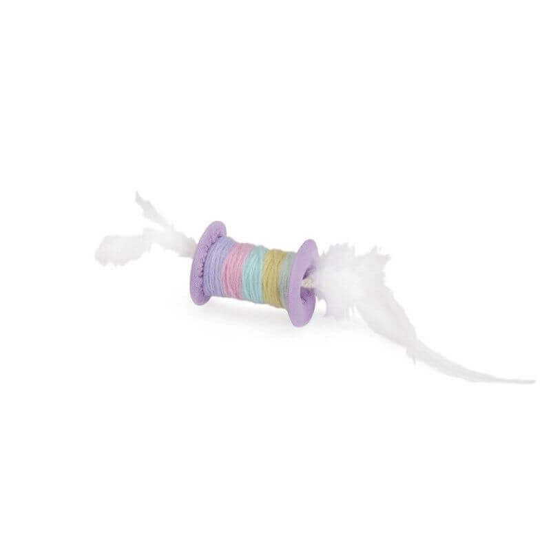 Jouet pour chats - Bobine colorée avec plumes pièces Jouet pour chats - Bobine colorée avec plumes pièces