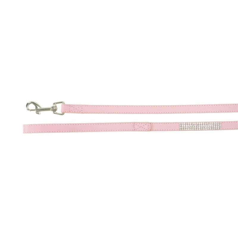 Laisse avec strass rose de dimensions 15x1200