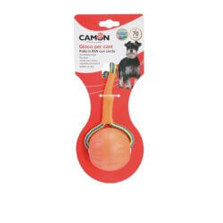 Jouet pour chiens - Balle EVA avec corde - orange - diamètre 70mm