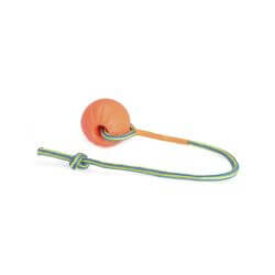 Jouet pour chiens - Balle EVA avec corde - orange - diamètre 70mm