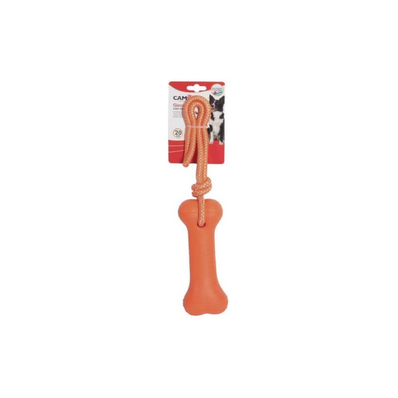 Jouet pour chiens - Os avec corde EVA - orange - 200mm Jouet pour chiens - Os avec corde EVA - orange - 200mm