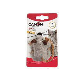 Souris peluche avec queue en corde.