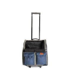 Sac de transport bleu et gris avec 2 poches, dimensions 44x40x25cm