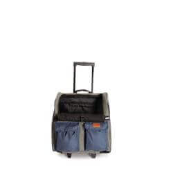 Sac de transport bleu et gris avec 2 poches, dimensions 44x40x25cm