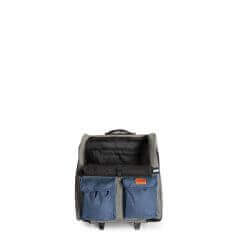 Sac de transport bleu et gris avec 2 poches, dimensions 44x40x25cm