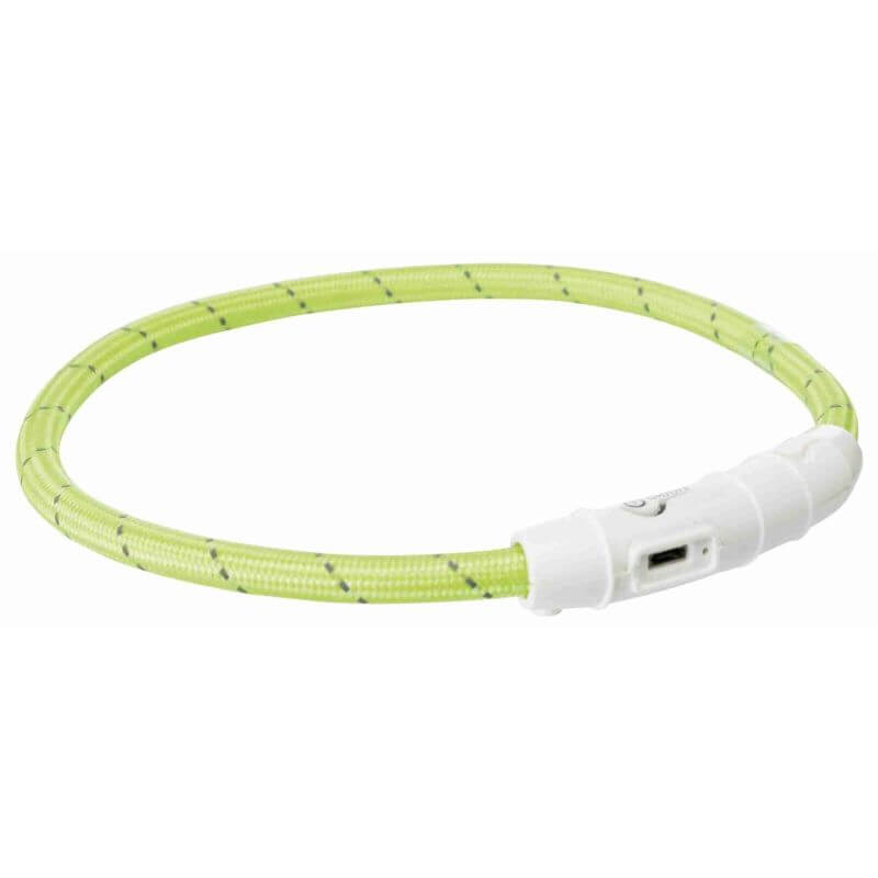 Flash anneau lumineux USB, en TPU/nylon, M–L: 45 cm/ø 7 mm, vert