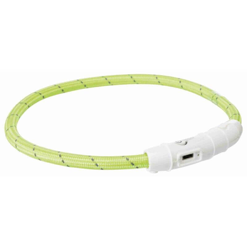 Flash anneau lumineux USB, en TPU/nylon, L–XL: 65 cm/ø 7 mm, vert